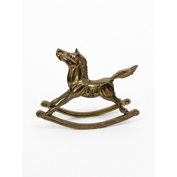Other - Vintage Brass Horse Figurine Solid Brass Rocking Horse Equestrian Home Decor